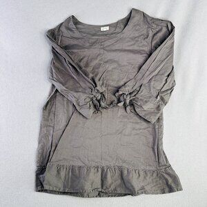 Shade Blouse Womens Medium Top Lightweight 3/4 Sleeve Blouson Gray Coastal